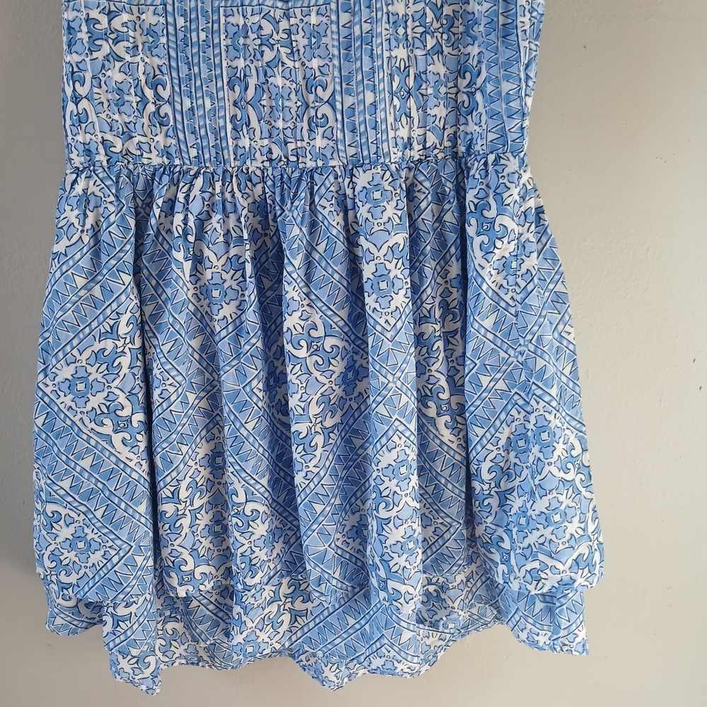 Vineyard Vines Women's Size Medium Cay Scarf Print Pintuck Dress Fringe Mini - Picture 16 of 16